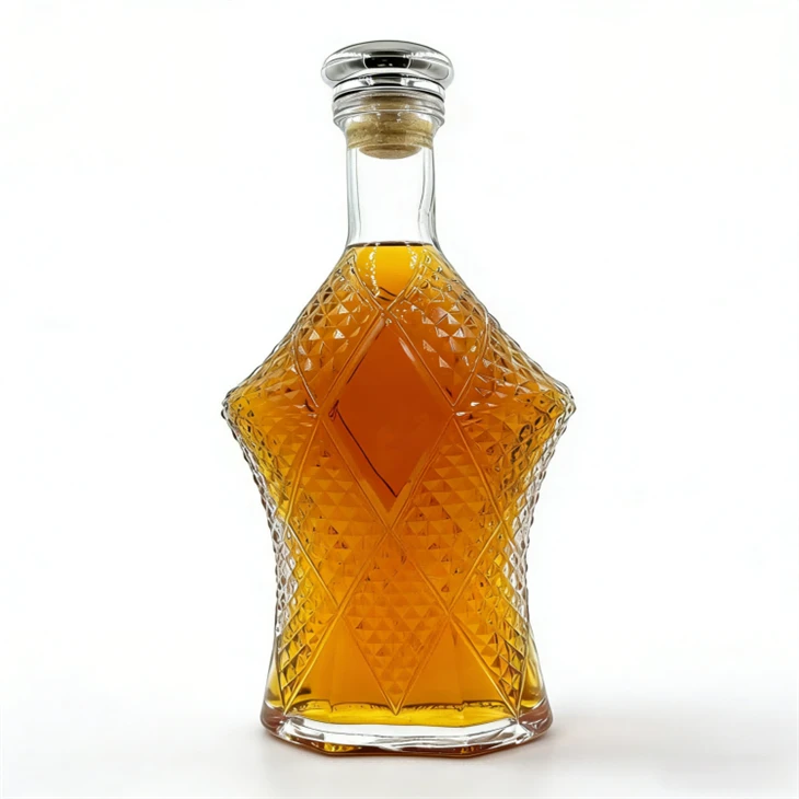 Sticla de sticlă de brandy cu fațete cu diamante de lux